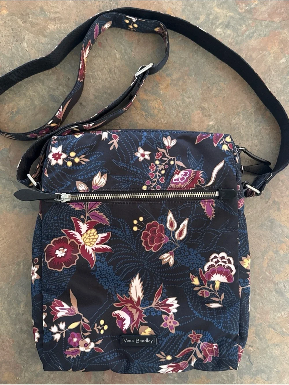 Vera Bradley Garden Dream Midtown Hipster Crossbody Floral Blue Purple